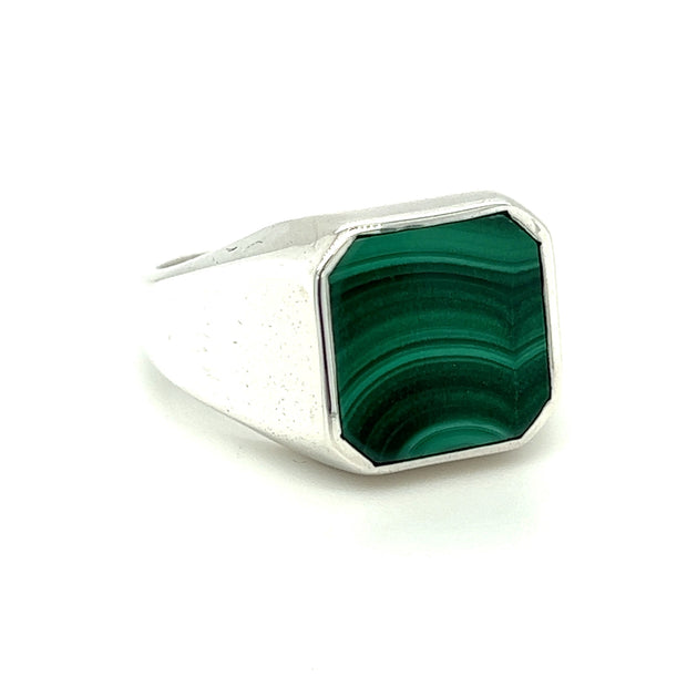 Men's Sterling Silver Malachite Signet Ring