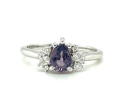 14k White Gold Lavendar Purple Spinel & Diamond Cluster Ring by IJC