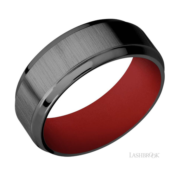 Zirconium & USMC Red Cerakote Sleeve Wedding Band by Lashbrook Designs