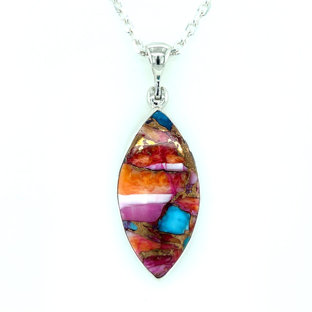 Sterling Silver Spiny Oyster Turquoise Pendant