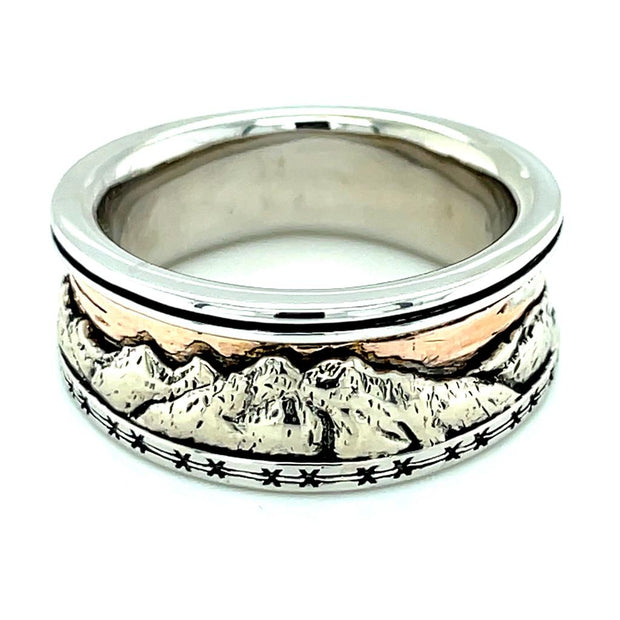 Pre-Owned 14k Gold & Platinum Mountainscape Band