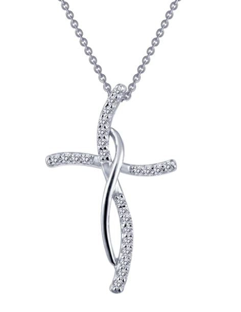Sterling Silver & Simulated Diamond Cross Necklace by Lafonn