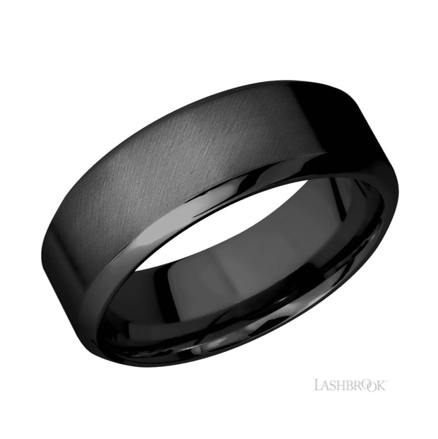 Zirconium & Angle Satin Finish Wedding Band by Lashbrook Designs