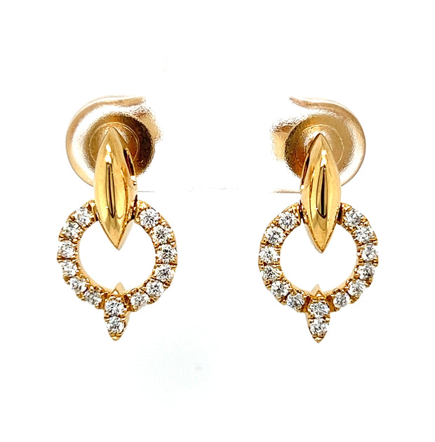 18k Yellow Gold Petite Open Circle Diamond Fashion Earrings