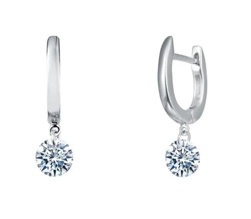 Sterling Silver & Simulated Diamond Frameless Drop Huggie Hoop Earrings by Lafonn