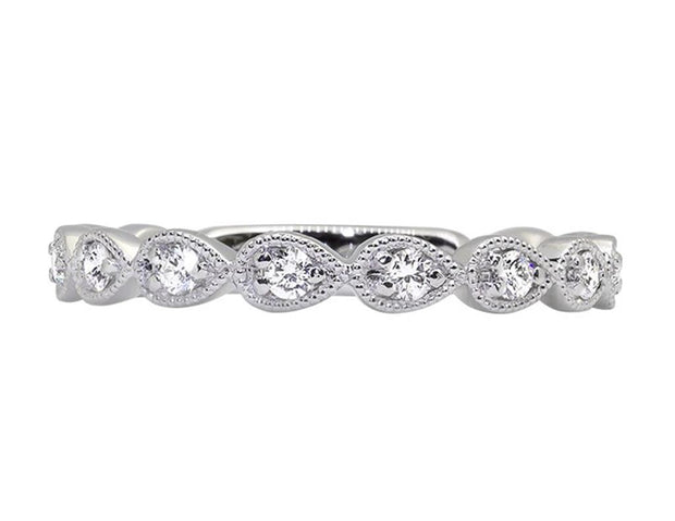 14k White Gold Straight Line Pear Shape Diamond Band by Rego Designs