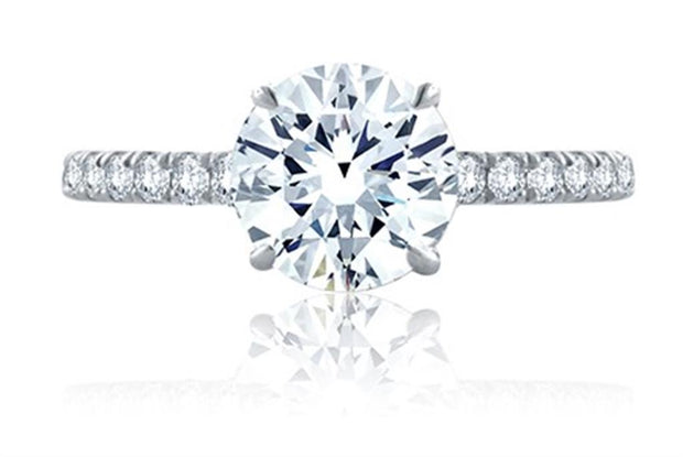 18k White Gold Classic Hidden Halo Diamond Engagement Ring by A.JAFFE