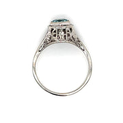Pre-Owned 18k White Gold Antique Hexagon Blue Topaz Solitaire Ring