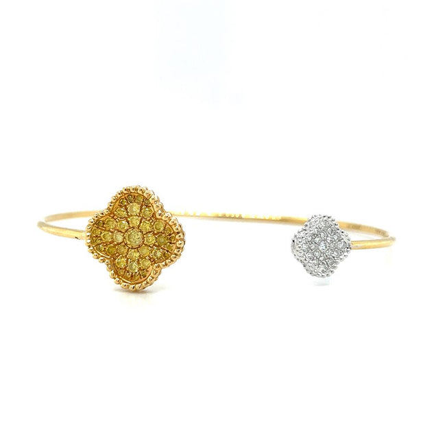 18k Yellow/White Gold Fancy Yellow Diamond Open Cuff Bracelet
