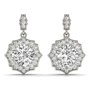 Platinum Vintage Cushion Diamond Dangle Earring Semi-Mountings