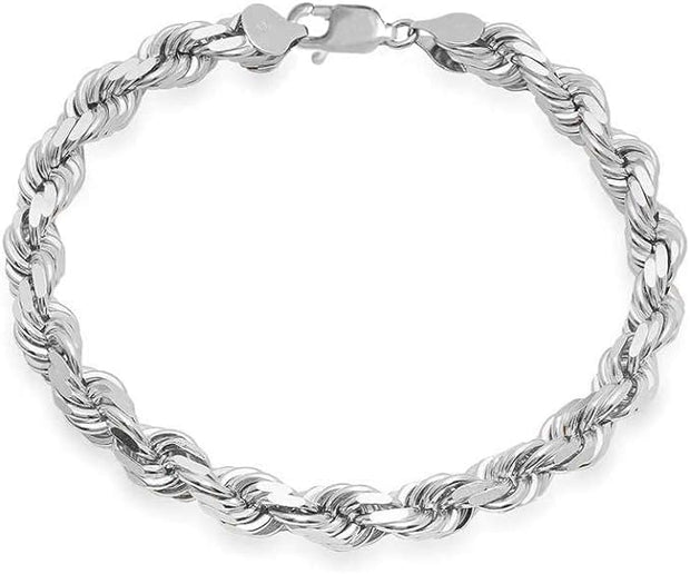 Sterling Silver 6 mm Rope Chain Bracelet