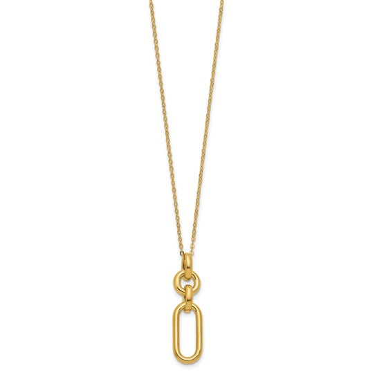 14k Yellow Gold Fancy Dangling Mixed Links Fashion Necklace