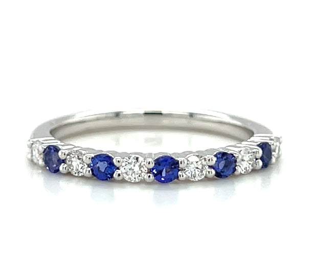 14k White Gold Tanzanite and Diamond Stackable Band