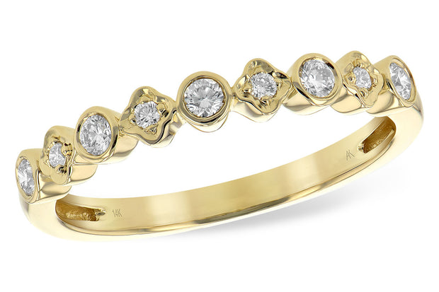 14k Yellow Gold Bezel Set Diamond Clover Motif Wedding Band by Allison Kaufman