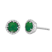 Sterling Silver Simulated Emerald Birthstone Earrings by Lafonn