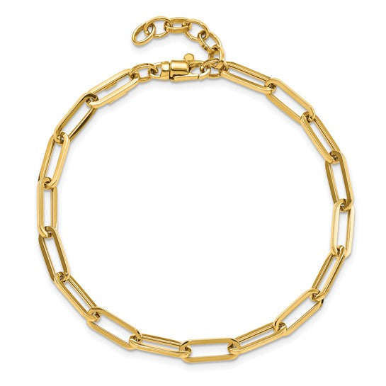 14k Yellow Gold Polished Paperclip Link Bracelet