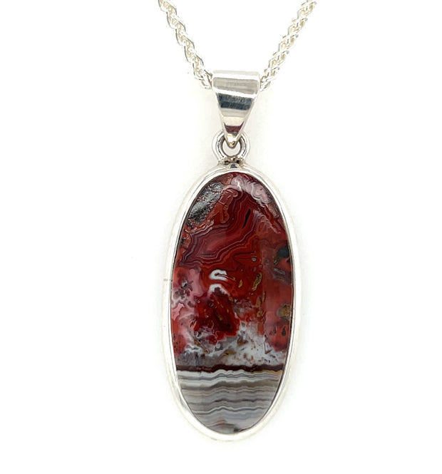 Sterling Silver Crazy Lace Agate Pendant