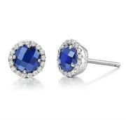 Sterling Silver Lab Grown Blue Sapphire Birthstone Stud Earrings by Lafonn