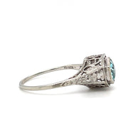 Pre-Owned 18k White Gold Antique Hexagon Blue Topaz Solitaire Ring