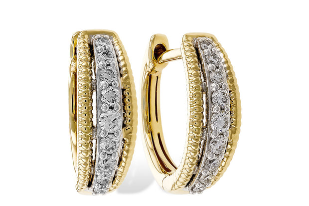 14k Two Tone Gold Small Diamond Fashion Hoop Earrings by Allison Kaufman