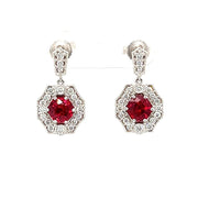18k White Gold Ruby & Diamond Dangle Earrings by IJC
