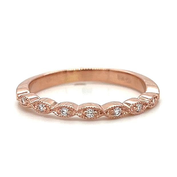 14k Rose Gold Vintage Inspired Diamond Wedding Band by Rego Designs