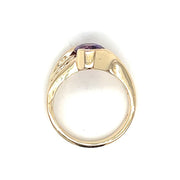 Pre-Owned 14k Yellow Gold Amethyst & Diamond Bypass Style Fashion Ring