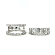 18k White Gold Contemporary Baguette & Diamond Band/Ring Guard Set