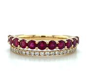 14k Yellow Gold Ruby and Diamond Fashion Band