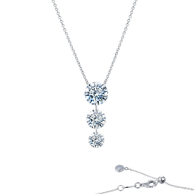 Sterling Silver Simulated Diamond Past, Present, Future Necklace by Lafonn