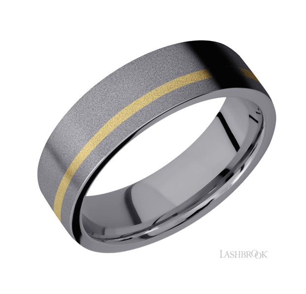 Tantalum & 14k Yellow Gold Wedding Band by Lashbrook Designs