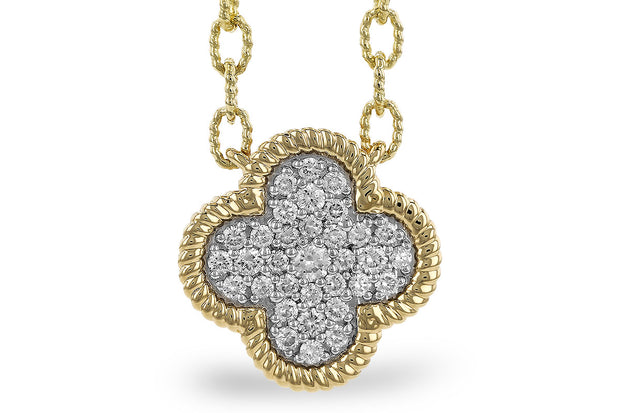 14k Two Tone Gold Diamond Pave Clover Fashion Necklace by Allison Kaufman