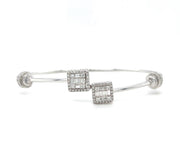 18k White Gold Diamond Mosaic Fashion Bangle Bracelet
