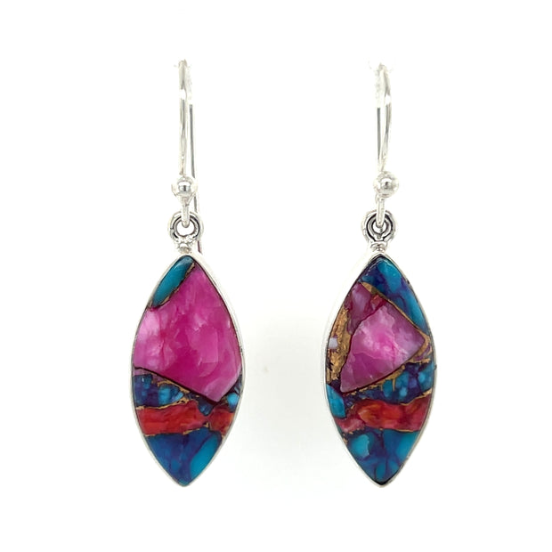 Sterling Silver Spiny Oyster Turquoise Earrings