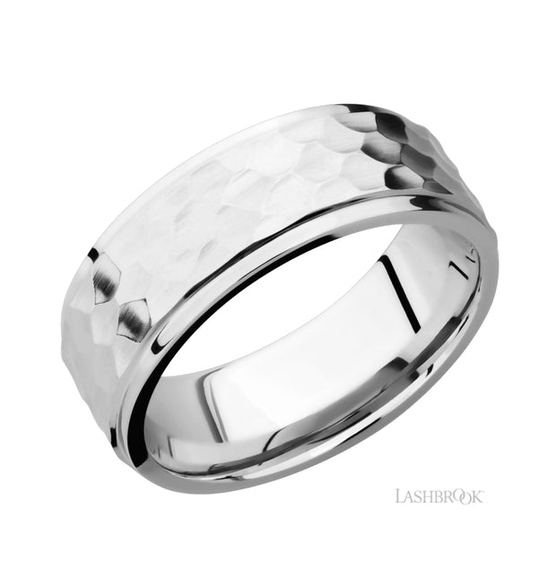 14k White Gold Hammered Finish Wedding Band by Lashbrook Designs