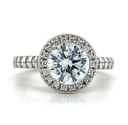 Platinum Die-Struck Diamond Halo Engagement Ring