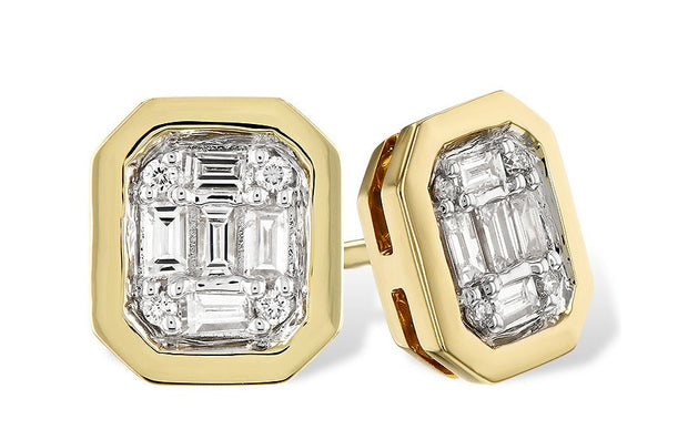 14k Yellow Gold Mosaic Style Diamond Stud Earrings By Allison Kaufman
