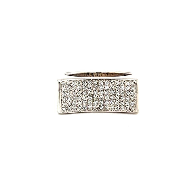 Pre-Owned 18k White Gold Diamond Pave Fashion Ring