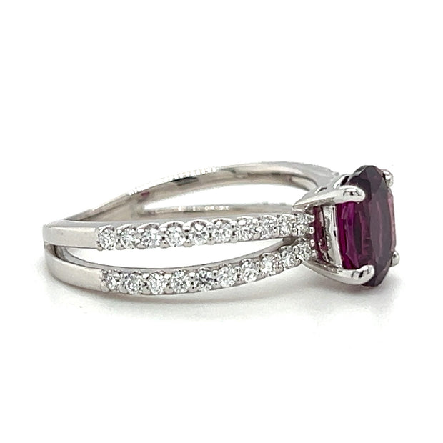 18k White Gold Rhodolite Garnet & Diamond Fashion Ring by IJC