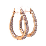 18k Rose Gold Fancy Light Pink Diamond Pave Hoop Earrings