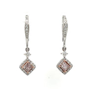 18k White/Rose Gold Fancy Brownish Pink Diamond Dangle Earrings