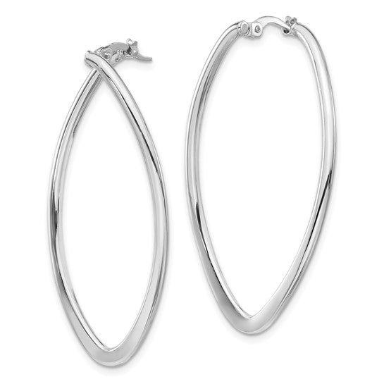 14k White Gold Polished Large Oval Hoop Earrings