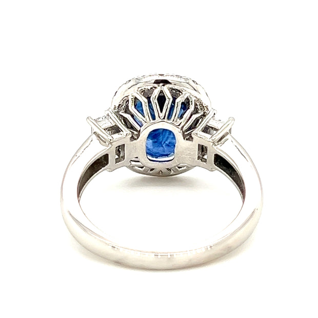 Pre-Owned Platinum Blue Sapphire & Diamond Ring