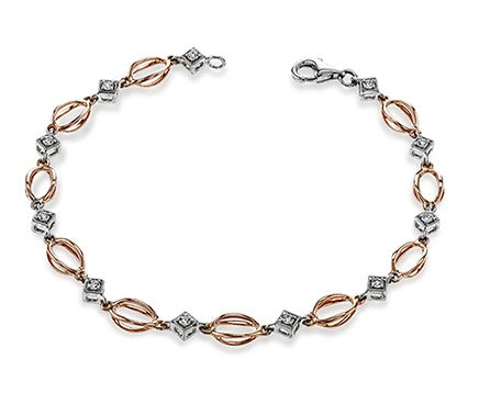 14k White & Rose Gold Diamond Fashion Bracelet by Zeghani