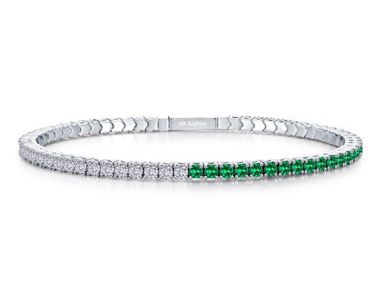 Sterling Silver 2.85 CTW Simulated Diamond & Emerald Tennis Bracelet by Lafonn