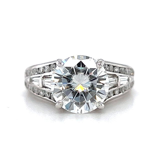 14k White Gold Lab Created Moissanite & Natural Diamond Engagement Ring by Rego Designs