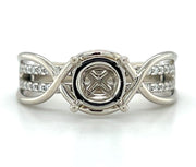14k White Gold Diamond Engagement Ring Semi Mount