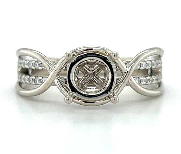14k White Gold Diamond Engagement Ring Semi Mount