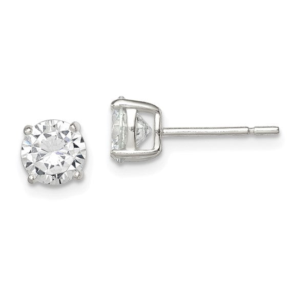 Sterling Silver 6 mm Cubic Zirconia Stud Earrings