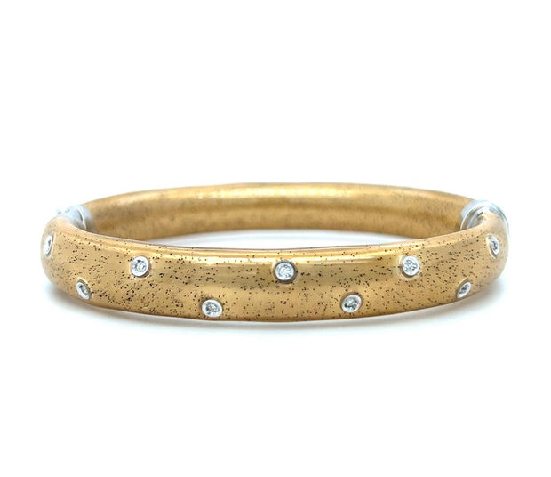 Sterling Silver, Gold Enameled, & Diamond Bangle Bracelet by SOHO